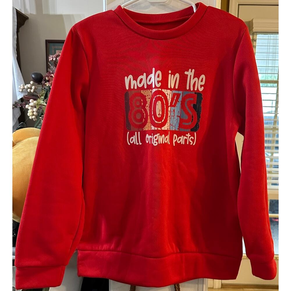 Women's Made In the 80's Sweater Fun Whimsical Nostalgic Pullover‎ Large